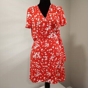 J CREW RED|CREAM WRAP DRESS WOMEN US SIZE 10